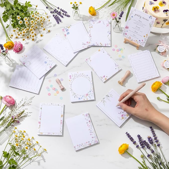 Chiisong 12 Pack Wildflower Sticky Notes Floral Sticky Notes, Self-Stick Note Pads Flower Memo Pads for Journal Planners Office Home Stationery Gift Meeting Office Supplies