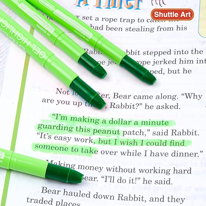Shuttle Art 5 Pack Green Gel Highlighters,Bible Highlighters,No Bleed Through, Bible Journaling Supplies,Great for Journaling, Highlighting and Studying