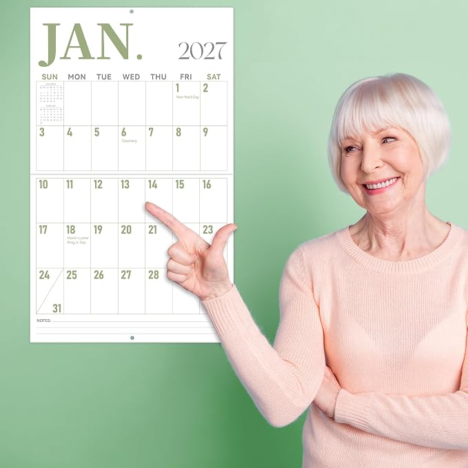 GuassLee Wall Calendar 2026-2027 Large, 23"x14" Vertical Wall Calendar 2026, 13-Month from 2026 Jun to 2027 Jun, Monthly Planner Hanging Calendar with Big Grid Big Numbers for Home Office Organizing