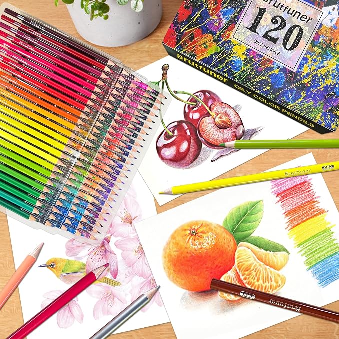 LBW Colored Pencils for Adult Coloring Books, 120 Oil Based Soft Core Professional Color Pencils Set for Artists Kids Beginners Drawing Coloring Sketching Blending