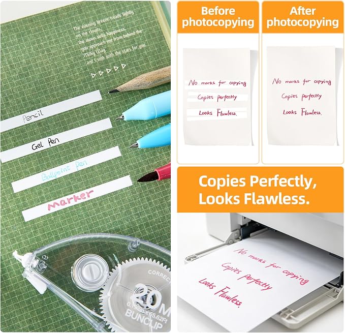 White Correction Tape, 10 Pack 65.62ft Strong Covering Instant Fixc | 0.197 inch wide, smooth writing & copy-proof no marks. Bulk value pack, ideal for school, office and daily paperwork use.