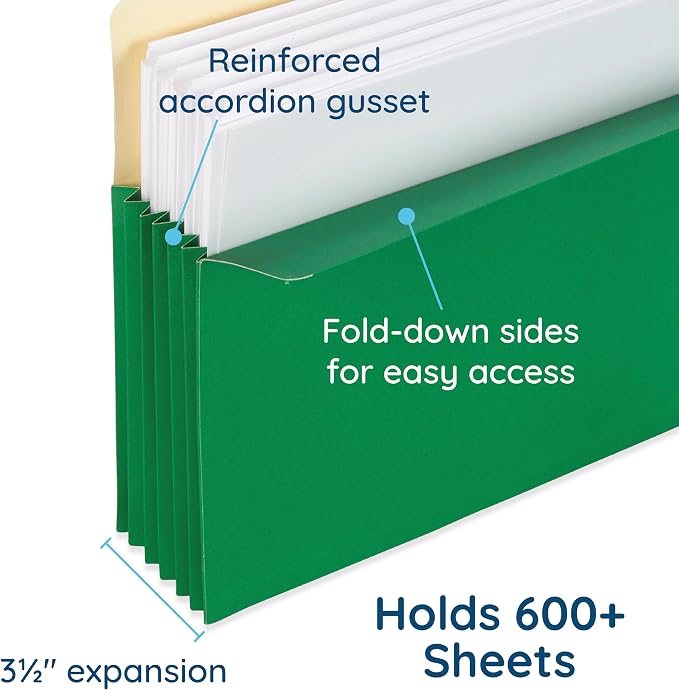 Blue Summit 10 Expanding File Pockets, Accordion File Folders Letter Size, 3.5” Expandable Pockets, Assorted Colors (Pack of 2)