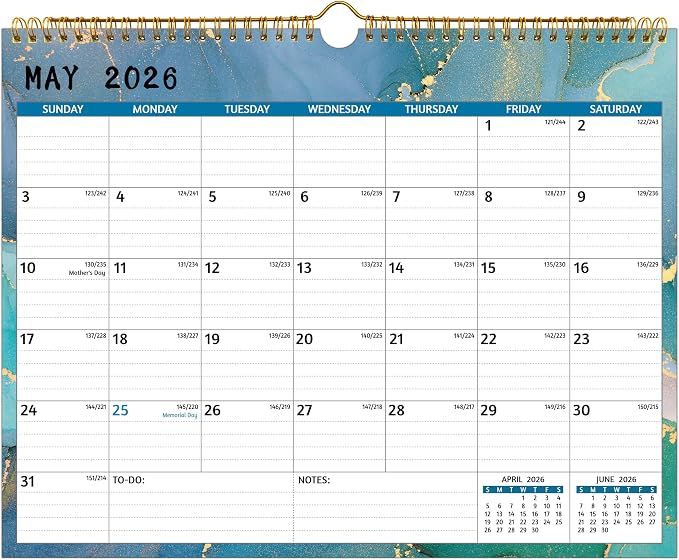 Wall Calendar 2026-2028 – 2 Year Calendar 2026-2028, May 2026 – Apr 2028, 14.57 x 11.42 In, 2026 Calendar 24 Months, Monthly Calendar 2026, with Ruled Blocks, Thick Paper, Holidays, To-do List ＆ Notes
