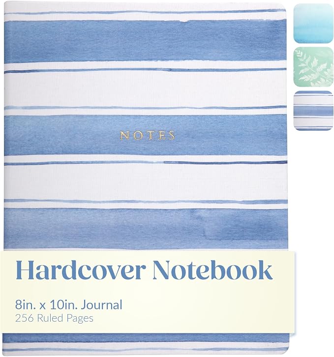 WORLD TRAVELER Large Lined Journal Notebook 256 Ruled White & Ivory Pages | Lay-Flat Binding, Gilded Page Edges Resist Wear, Reinforced Square Corners, Bleed-Resistant Smooth Paper