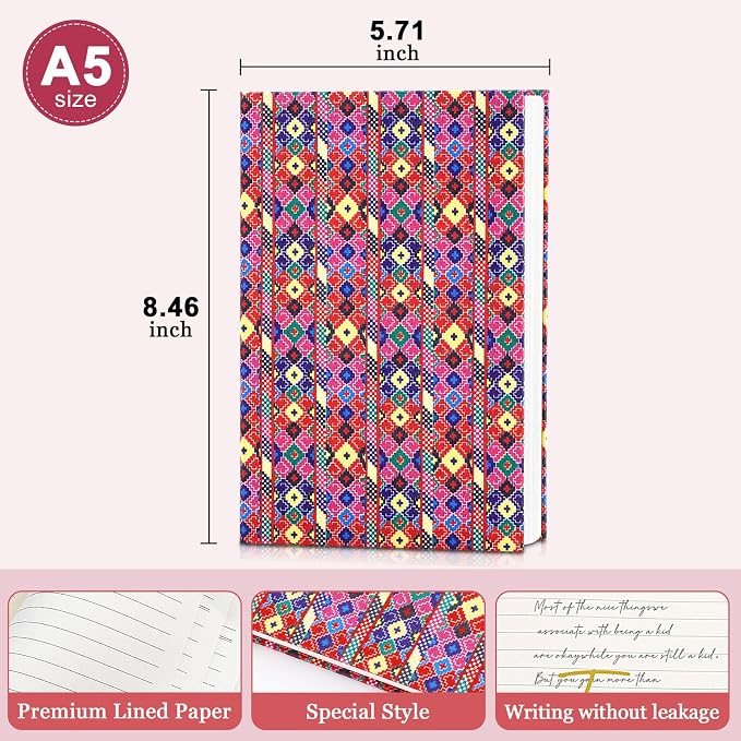 Journal Notebook, Fabric Vintage Journal Hard Cover Lined Notebook,192 Pages A5 College Ruled Notebook for Work & Note Taking,Perfect for Office School Home Supplies （Add Energy）