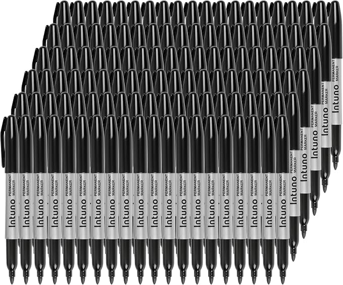 Permanent Markers, 120 Count Black, Fine tip, Oil-Based Permanent Markers, Waterproof and Fade-Resistant, for Paper, Wood, Metal, Glass and More