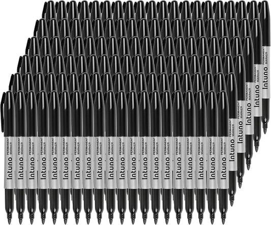 Permanent Markers, 120 Count Black, Fine tip, Oil-Based Permanent Markers, Waterproof and Fade-Resistant, for Paper, Wood, Metal, Glass and More