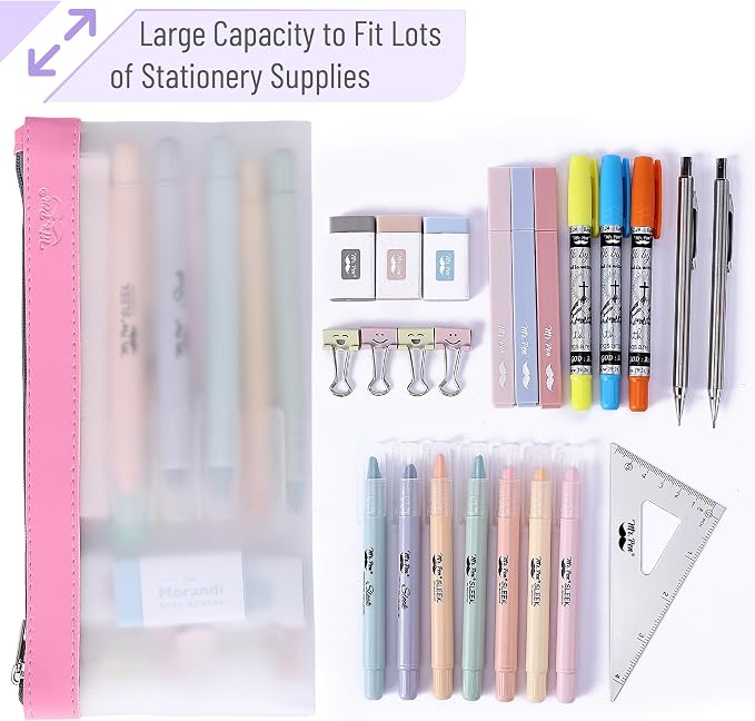 Mr. Pen- Clear Pencil Pouch, 8.50"x4.25", 6 Pack, Durable TPU Material | Medium Water-Resistant Pencil Bags with Smooth Zipper, Multipurpose Clear Pouch for Stationery, School, Office
