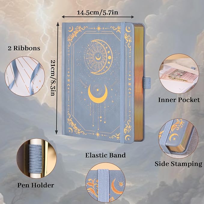 TIEFOSSI Line Journal Notebook for Women Men, 316 Pages,8.3x5.8 IN | Vintage Diary with Bookmark, Hardcover A5 College Ruled Notebook 316 Numbered Pages for Writing, for Work School, Note Taking