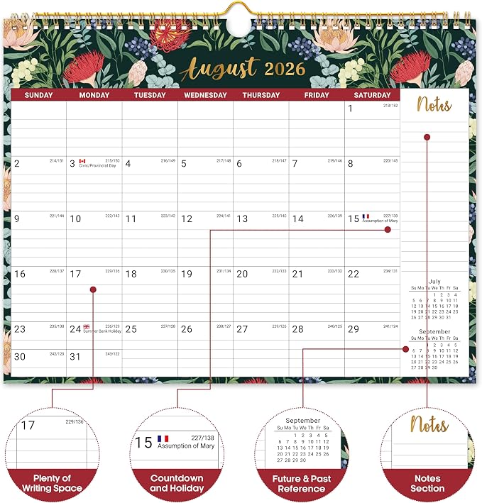 Calendar 2026-2027, 21-Month Wall Calendar Runs from Apr 2026 to Dec 2027,11.5" x 14.7",Large Monthly Calendar with Twin-Wire Binding, Perfect for Home or Office - Midnight Garden
