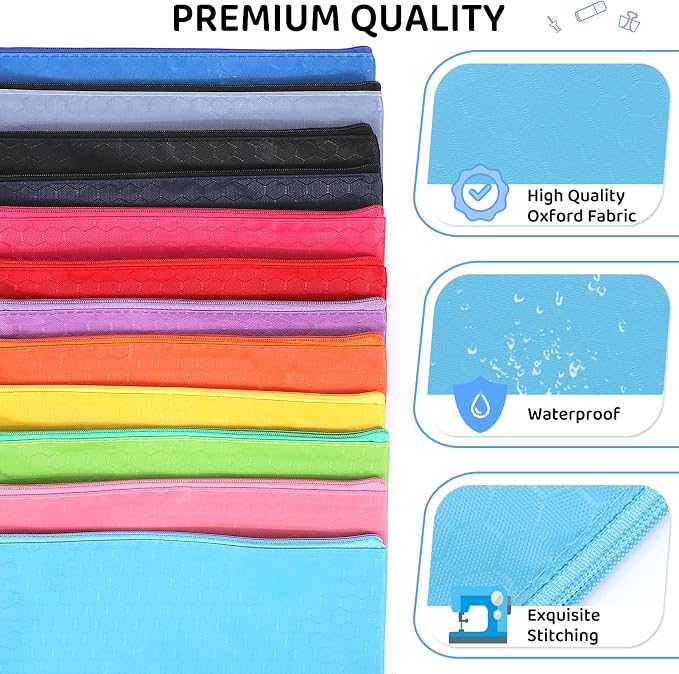 YOPCDJ 48pcs Pencil Pouch Bulk,Zipper Pouches,Waterproof Pencil Bags, Small Organizing Bags in 12 Colors for Classroom,Office Supplies Storage and Travel Accessories