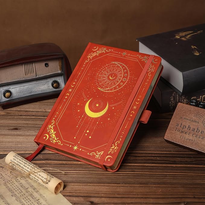 TIEFOSSI Dot Journal, 160gsm 190 Numbered Pages, Diary for Work & Sketching, A5 Hardcover Leather Journal for Writing Women Men | 190 Numbered Pages,Diary for Work & Sketching, A5 Hardcover Leather Journal for Writing Women Men
