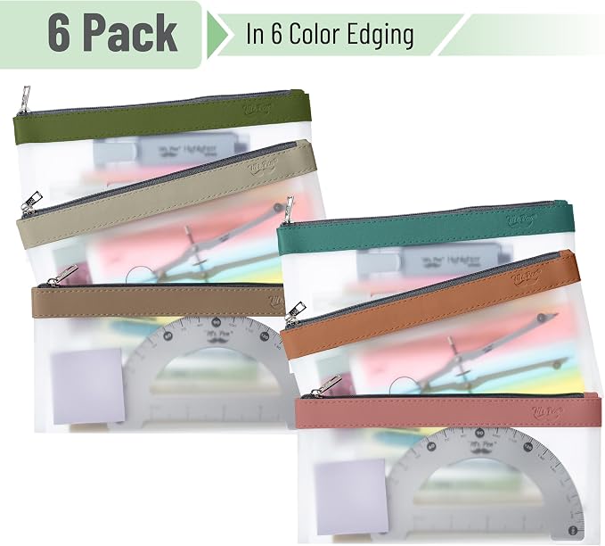 Mr. Pen- Clear Pencil Pouch, 8.50"x4.25", 6 Pack, Durable TPU Material | Medium Water-Resistant Pencil Bags with Smooth Zipper, Multipurpose Clear Pouch for Stationery, School, Office
