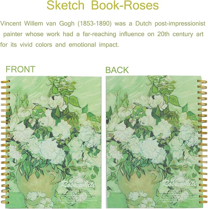 Van Gogh Mixed Media A4 Sketch Book, Spiral Bound Sketch Pad, 1 Pack 60Sheets (98lb/160gsm), Acid Free Art Sketchbook Sketching Drawing Painting Thick Paper for Kids Adults Beginners Artists