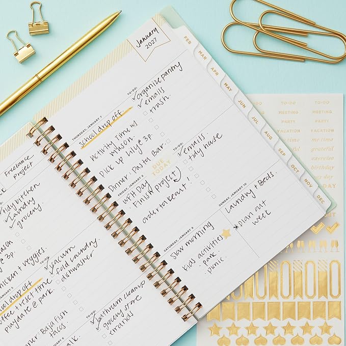 Blue Sky 2027 Weekly & Monthly Planner Calendar, 5"x8", Secret Garden Mint | January 2027 - December 2027, Flexible Cover, Durable Twin Wire Binding, Storage Pocket, Stickers, Day Designer