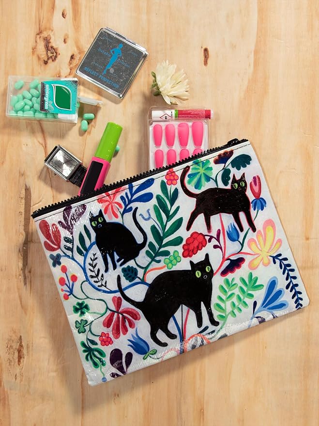 Blue Q Zipper Pouch, Made from 95% Recycled Material, 7.25" h x 9.5" w, Colorful Chunky Zipper