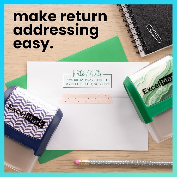 ExcelMark Custom Return Address Stamp (Maroon, Signature Frame) | Custom Return Address Stamp with Elegant Designs, Vibrant Colors & Patterns – Perfect for Mail, Invitations & Gifts
