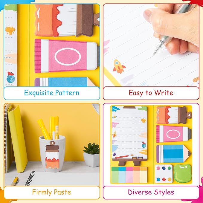 B1ykin Sticky Notes Set - 550 Sheets Memo Writing Pad Art Teacher Design | Self-Stick Notes Pages, Teacher Appreciation Gift, School Office Supplies, World’s Best Art Teacher Design