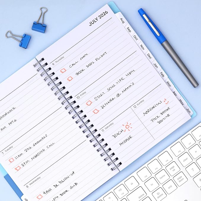 Blue Sky 2026-2027 Weekly & Monthly Academic Planner, 5"x8", Blues | 15-Month April 2026 - June 2027, Flexible Cover With Storage Pockets, Wirebound, Storage Pocket, Academic Year