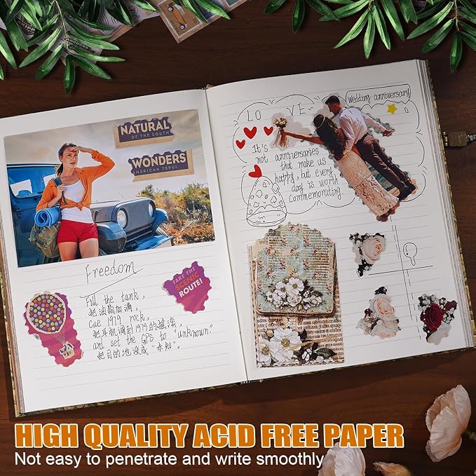 Retro 3D Hot Stamping Gothic Dome Patterned Cover Notebook,Contains 96 Sheets/192 Blank Lines Lined Journal,With Envelope Pocket Journal,Suitable As A Notebook,Travel Diary,Wedding Anniversary.