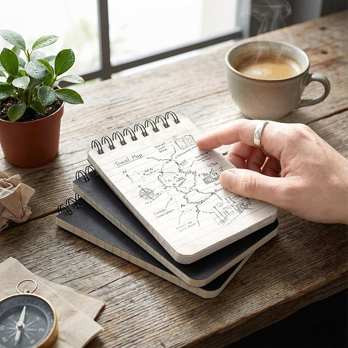 50 Pack Mini Spiral Notebooks, 3x5 Inches Pocket Notepad, 60Sheets/120Pages Memo Notepads for Home, Office, Travel, Black Cover