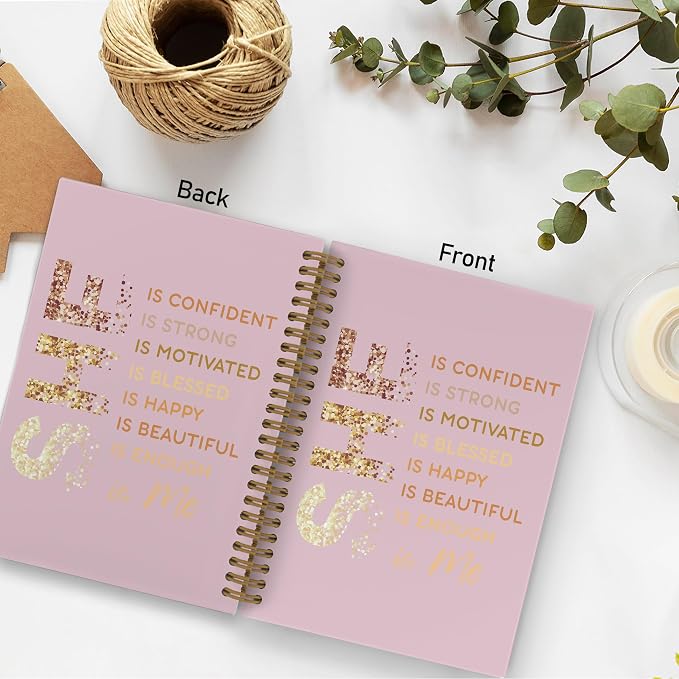 Pink Gold She Is Me Spiral Notebook, Inspirational Self Care Journal Notebook, Self Love Notebooks for School Work, Positive Affirmations Office Supplies Gifts for Women Girls, 5.5x8.3 Inch