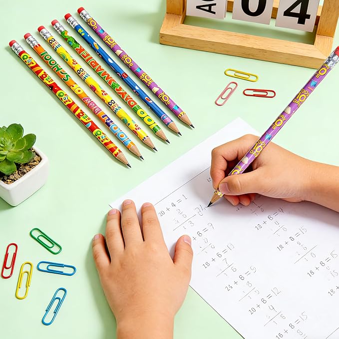 48PCS 100th Days of School Wooden Pencils with Erasers, Novelty Awards Incentives Pencils, Assortment colorful pencil for School Office Giveaways Party Supplies (100th Days)