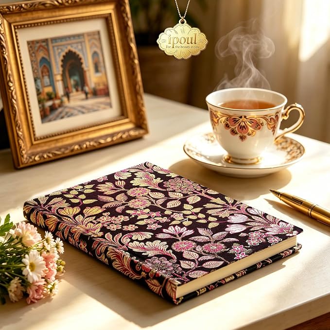 ipoul Women's Journal, Floral, Hardcover, Lay Flat, A5, 6x8, Lined Paper, Ruled Page, Cute Notebook, Prayer Journal, Birthday Gifts for Mom, Grandma, Female Friend, Wife, Writing Notebook, Red