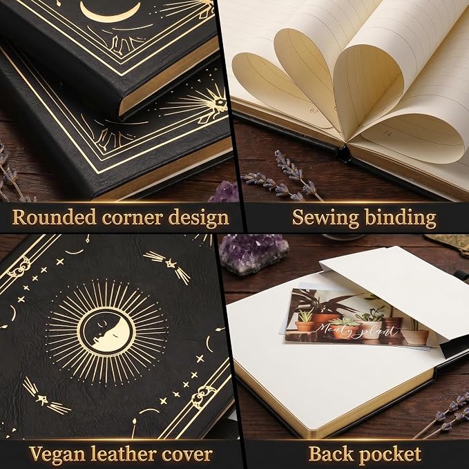 Lined Journal Notebook for Women Men, 192 Pages, A5 (5.7'' x 8.3'') | Hardcover Leather Notebook with 100GSM Thick Paper for Writing, Travel, Business, Office, Prayer (Black)