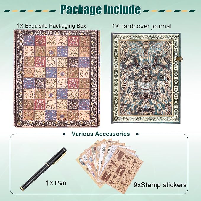 3D Blue Qimeng Graphic Hot Stamping,Deep Blue Background with Golden Totem,192 pages of horizontal inner pages,envelope pocket,student notes,travel diary,wedding anniversary.