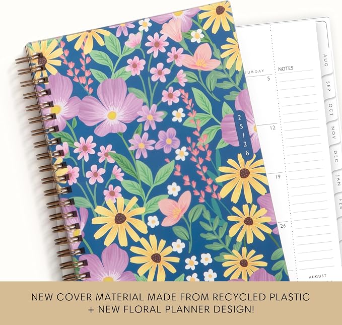 Blue Sky 2025-2026 Weekly & Monthly Academic Planner Calendar, 5"x8", Gail | July 2025 - June 2026, Flexible Cover From Recycled Plastic, Wirebound, Laminated Tabs, Storage Pocket, Academic Year