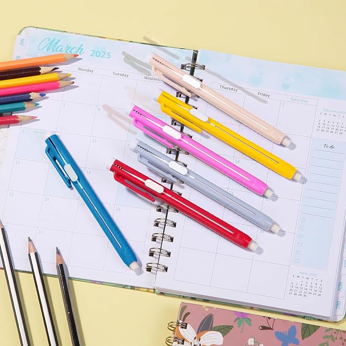 Mr. Pen- Retractable Mechanical Eraser Pens, 6 Pack, Ice Cream Colors | Latex-Free Precision Pencil Erasers for Artists, Students, Drawing, Sketching & Drafting