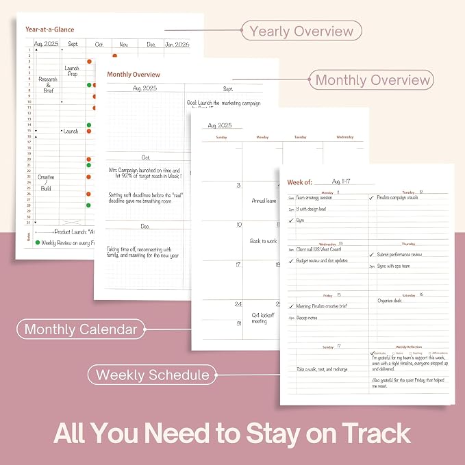 Undated Weekly Planner, 8.5" x 11", Dashboard Layout, Pink | Dateless, Top Priorities, To Do List, Habit Tracker, Weekly Notes Space, Weekly Reflection, For Work, School & Life