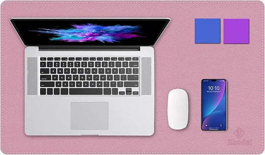 K KNODEL Small Sewing Leather Desk Mat, Desk Pad (Purple, 23.6" x 13.8") | Mouse and Keyboard Pad, PVC Computer and Laptop Mat, Desktop Protector and Cover, Writing Pad and Blotter for Home Office
