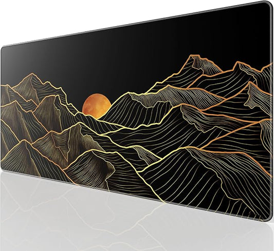 KTRIO Large Gaming Mouse Pad, Desk Mat, 31.5 x 15.7 in, Bright Rise, XXL | Smooth Micro-Weave Surface, Artistic Pattern Design, Non-Slip Rubber Base, Durable Stitched Edges, Office & Home Use