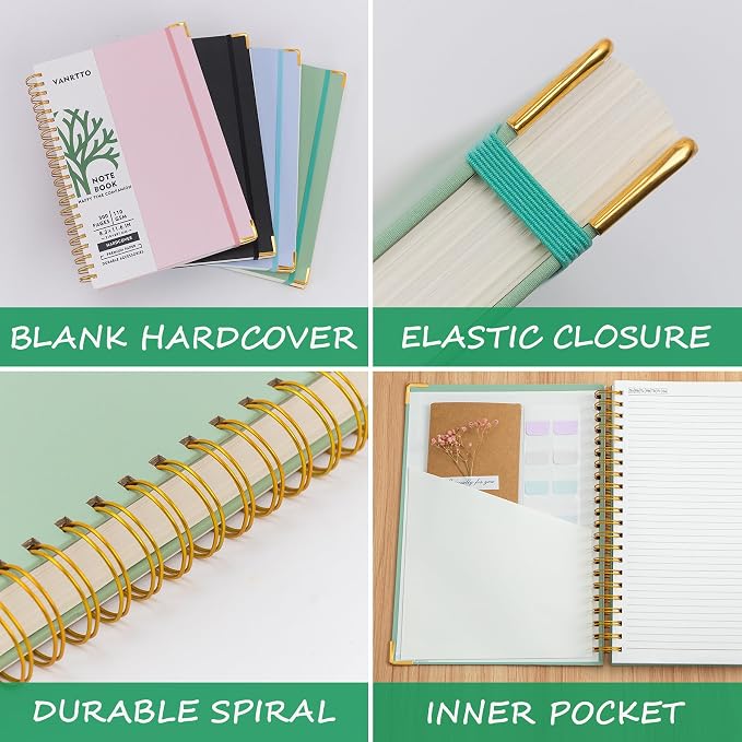VANRTTO Hardcover Spiral Notebook 8.5x11 IN Notebooks College Ruled Green | Hardcover Notebook of 110 GSM Lined Paper Notebooks for Work, School, 300 Pages A4 Notebooks College Ruled for Women and Men