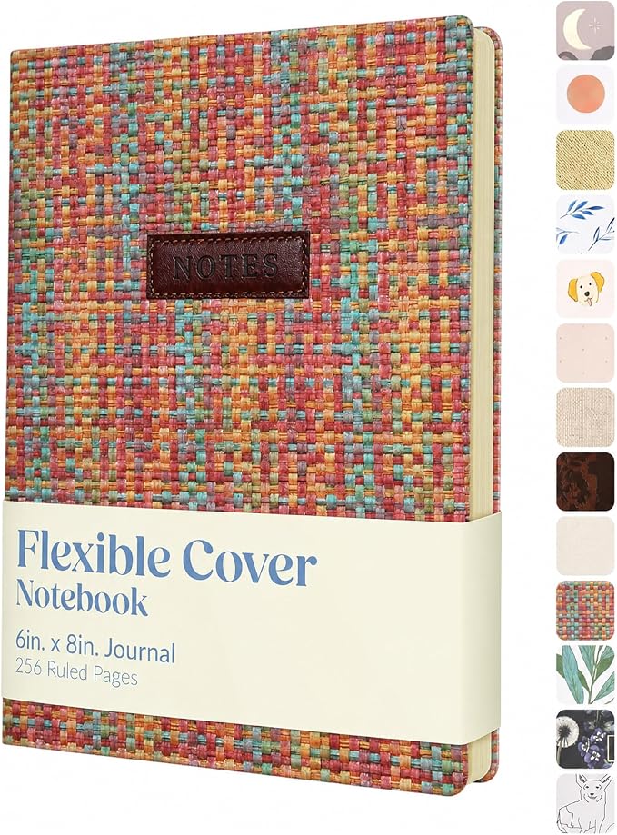 WORLD TRAVELER Eccolo A5 Hardbound Journal Notebook 256 Ivory Lined Pages | Sturdy Flexible Hardcover, 80GSM Acid-Free Ivory Pages, Smyth-Sewn Lay-Flat Binding, Ribbon Bookmark