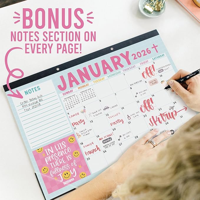Hadley Designs Large Teacher Desk Calendar 2026-2027 - Desktop Calendar 2026, 18-Month Academic Desk Calendars for School, Home & Office, Cute Classroom Must Haves, Back to School Teacher Gifts