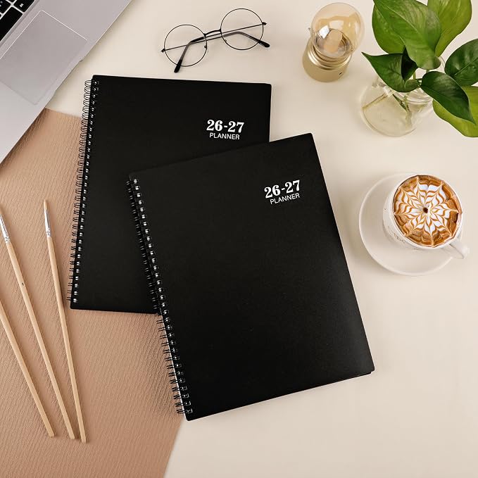 Planner 2026-2027 - 9” × 11”, 2026-2027 Weekly and Monthly Planner, from JUL. 2026 to JUN. 2027, with Inner Pocket, Premium Paper, Twin-wire Binding, Make Your Life Productive - Black