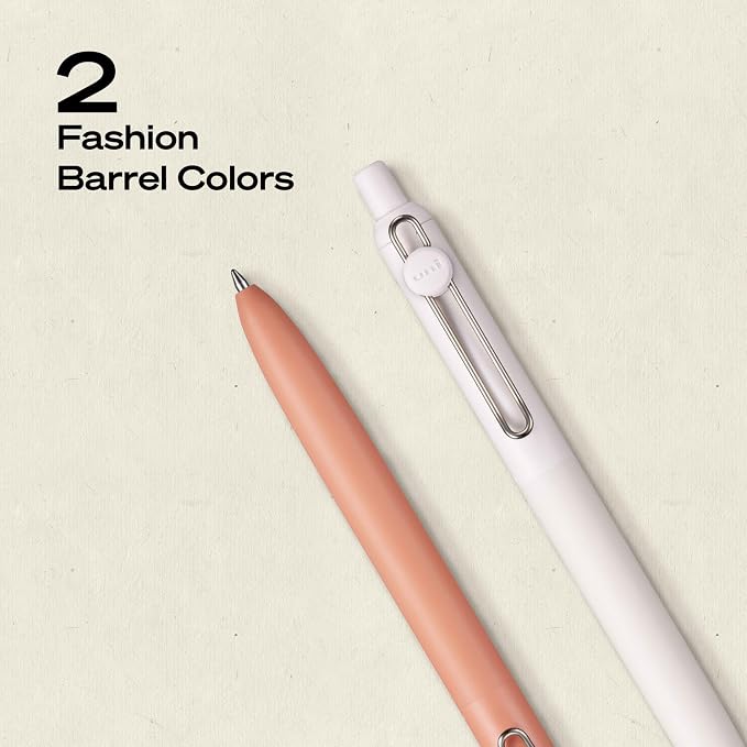 uniball™ Zento Gel Pens, Black Ink, 0.7mm Medium Point, Retractable, 2 Count, Smooth Writing, Quick-Drying, No Smear, No Bleed, Boho Barrel Colors
