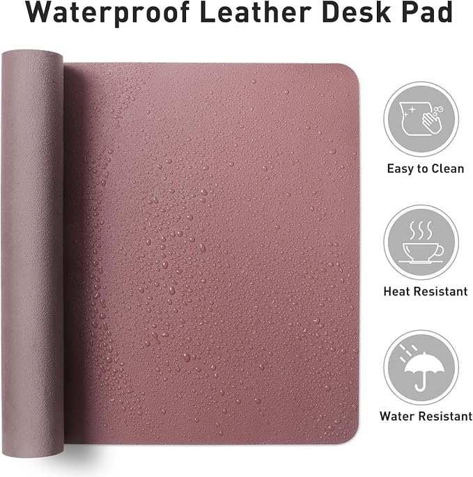 Bloss Leather Desk Pad Protector, Mouse Pad, Office Desk Mat, 31.5" x 15.7" Non-Slip PU Leather Desk Blotter, Laptop Desk Pad, Waterproof DeskWriting Pad for Office and Home (Dark Red)