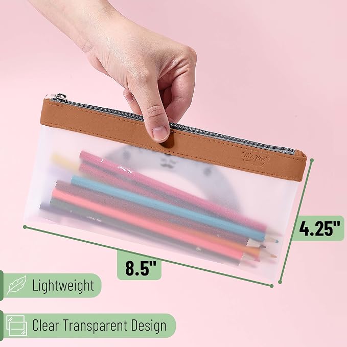 Mr. Pen- Clear Pencil Pouch, 8.50"x4.25", 6 Pack, Durable TPU Material | Medium Water-Resistant Pencil Bags with Smooth Zipper, Multipurpose Clear Pouch for Stationery, School, Office