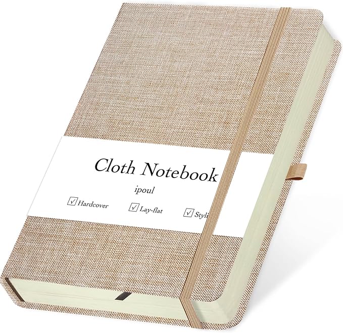 Linen Notebook, College Ruled, Hardcover, Lay Flat, B6, Small, 5x7, Thick, 100gsm, Pink, Journal for Writing