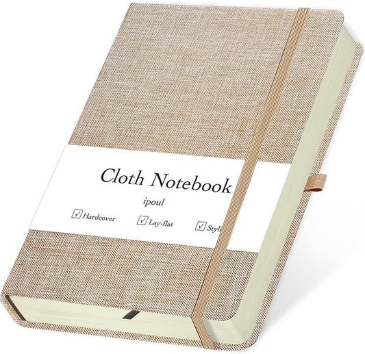 Linen Notebook, College Ruled, Hardcover, Lay Flat, B6, Small, 5x7, Thick, 100gsm, Pink, Journal for Writing