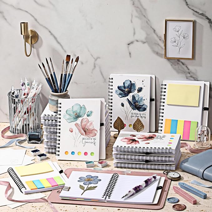 Watersay 20 Set First Day of School Gift for Teacher Students Bulk Inspirational Notebooks with Thank You Pens Back to School Employee Coworkers Staff Appreciation Gifts (Stylish Froal)