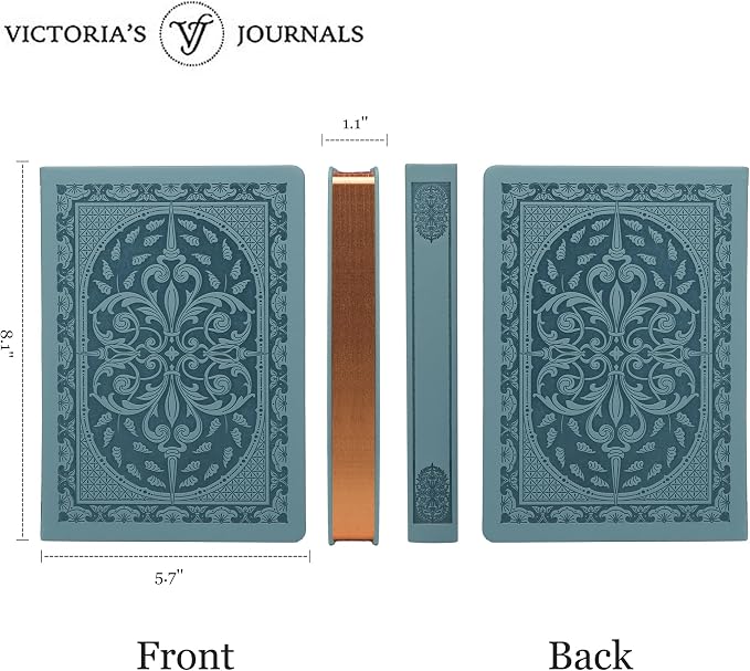 VICTORIA'S JOURNALS Vintage Journal Faux Leather Gilded Edge Hardcover | Retro Embossed Cover, Fountain Pen Friendly Paper, Premium Vegan Leather Notebook, Gilded Edges, Great for Gifting