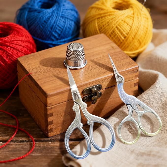 AQUEENLY Embroidery Scissors 2 Pcs Small Sewing Scissors Sharp Stainless Steel 3.6 Inches for Artwork, Threading, Needlework, Crochet