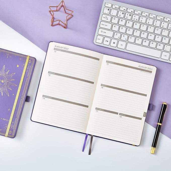 2027 Planner - 2027 Weekly Monthly Planner, January 2027 - December 2027, 5.75" x 8.25", Faux Leather Planner 2027 with Back Pocket & 40 Notes Pages - Lavender