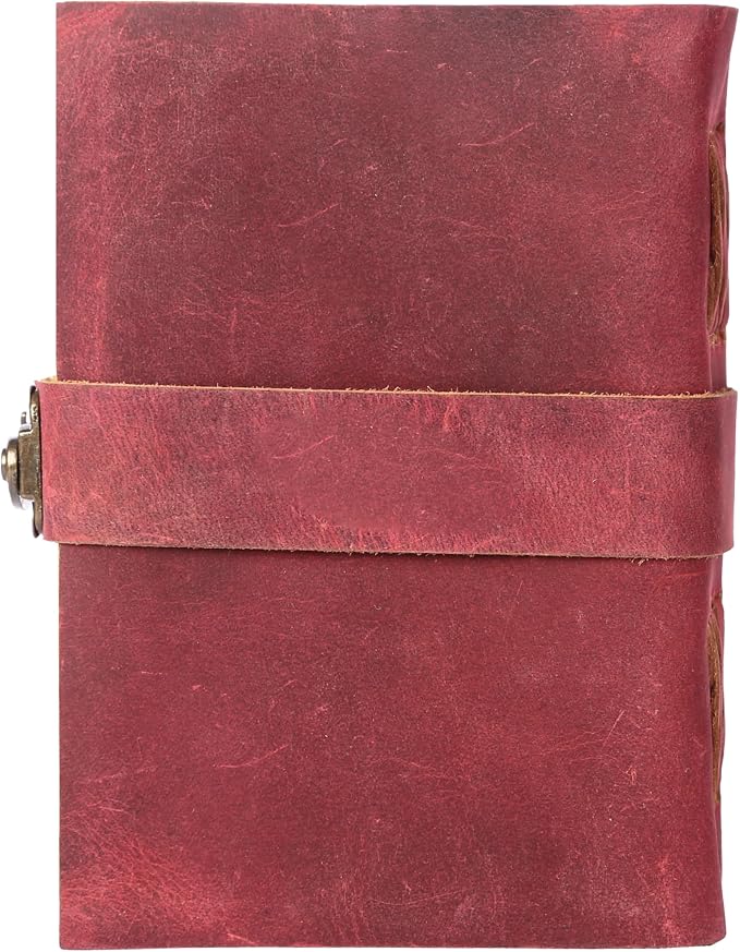Vintage Leather Journal Handmade Buffalo Deckle Edge Paper – Leather Bound Journal for Women Men Vintage C-Lock Closure Ideal for Writing & Travel for Artists