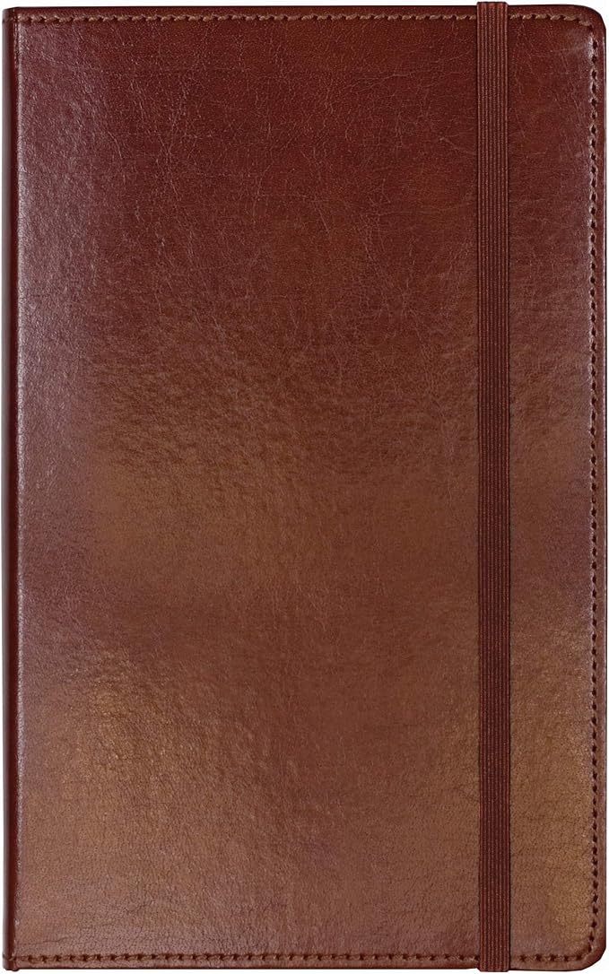 C.R. Gibson MJ5-4792 Brown Bonded Leather Notebook with 240 Ruled Pages, 5" W x 8.25" H